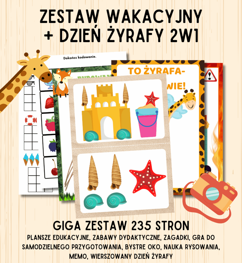 zestaw wakacyjny + dzień Żyrafy 2w1