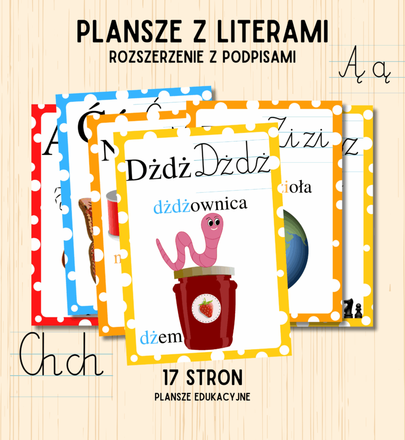 plansze z literami rozszerzenie z podpisami